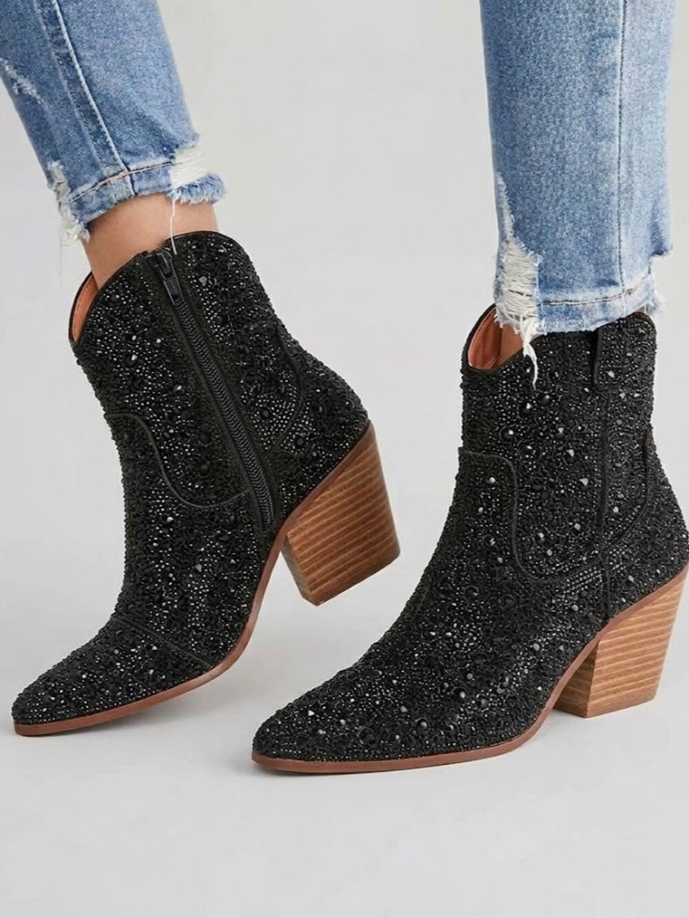 Betsey Johnson SB Diva Rhinestone Western Cowboy Booties 7.5M